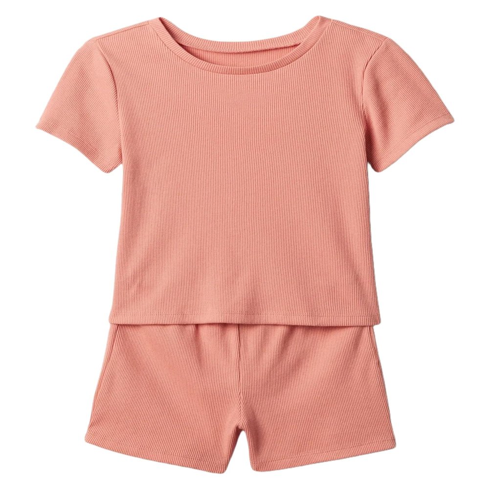 GAP Baby Girls Tee and Short Rib Set Pink Rosette 3-6M