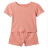 GAP Baby Girls Tee and Short Rib Set Pink Rosette 3-6M view 1