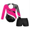 Agoky Girls 2Pcs Sparkle Ballet Dance Outfits Mesh Splice Gymnastic Leotard Unitard Biketard with Booty Shorts Set Tracksuit Hot Pink 8 Years view 2
