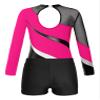 Agoky Girls 2Pcs Sparkle Ballet Dance Outfits Mesh Splice Gymnastic Leotard Unitard Biketard with Booty Shorts Set Tracksuit Hot Pink 8 Years view 4