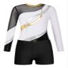 Agoky Girls 2Pcs Sparkle Ballet Dance Outfits Mesh Splice Gymnastic Leotard Unitard Biketard with Booty Shorts Set Tracksuit White 14 Years view 3