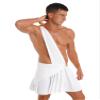 Aislor Men's Mr. Toga Party Costume One Shoulder Ancient Greek Halloween Cosplay Roman Outfit White Medium view 3