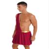 YOOJOO Men's Halloween Costume Greek Mr. Toga One Shoulder Strap Suspender Ruffle Skirt Party Fancy Dress Burgundy 3X-Large view 2