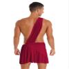 YOOJOO Men's Halloween Costume Greek Mr. Toga One Shoulder Strap Suspender Ruffle Skirt Party Fancy Dress Burgundy 3X-Large view 4
