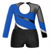 Agoky Girls 2Pcs Sparkle Ballet Dance Outfits Mesh Splice Gymnastic Leotard Unitard Biketard with Booty Shorts Set Tracksuit Royal Blue 12 Years view 4
