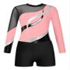 Agoky Girls 2Pcs Sparkle Ballet Dance Outfits Mesh Splice Gymnastic Leotard Unitard Biketard with Booty Shorts Set Tracksuit Pink 10 Years view 3