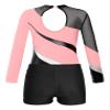 Agoky Girls 2Pcs Sparkle Ballet Dance Outfits Mesh Splice Gymnastic Leotard Unitard Biketard with Booty Shorts Set Tracksuit Pink 10 Years view 4