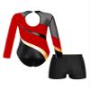 Agoky Girls 2Pcs Sparkle Ballet Dance Outfits Mesh Splice Gymnastic Leotard Unitard Biketard with Booty Shorts Set Tracksuit Red 14 Years view 2