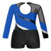 Freebily Girls Illusion Ballet Dance Outfits Mesh Splice Gymnastic Leotard Unitard with Booty Shorts Set Tracksuit Biketard Royal Blue 14 Years view 4