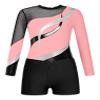 Freebily Girls Illusion Ballet Dance Outfits Mesh Splice Gymnastic Leotard Unitard with Booty Shorts Set Tracksuit Biketard Pink 12 Years view 3