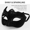 Ralleyfun Masquerade Mask for Men Couple Venetian Mask for Halloween Mardi Gras Costume Party Prom Ball (Black+Black) view 3