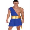 YOOJOO Men's Halloween Costume Greek Mr. Toga One Shoulder Strap Suspender Ruffle Skirt Party Fancy Dress #D1752-Blue Small view 1