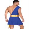 YOOJOO Men's Halloween Costume Greek Mr. Toga One Shoulder Strap Suspender Ruffle Skirt Party Fancy Dress #D1752-Blue Small view 2