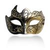 Ralleyfun Masquerade Mask for Men Couple Roman Greek Mask for Venetian Mardi Gras Costume Party Prom Ball (Black+Gold) view 1