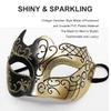 Ralleyfun Masquerade Mask for Men Couple Roman Greek Mask for Venetian Mardi Gras Costume Party Prom Ball (Black+Gold) view 2