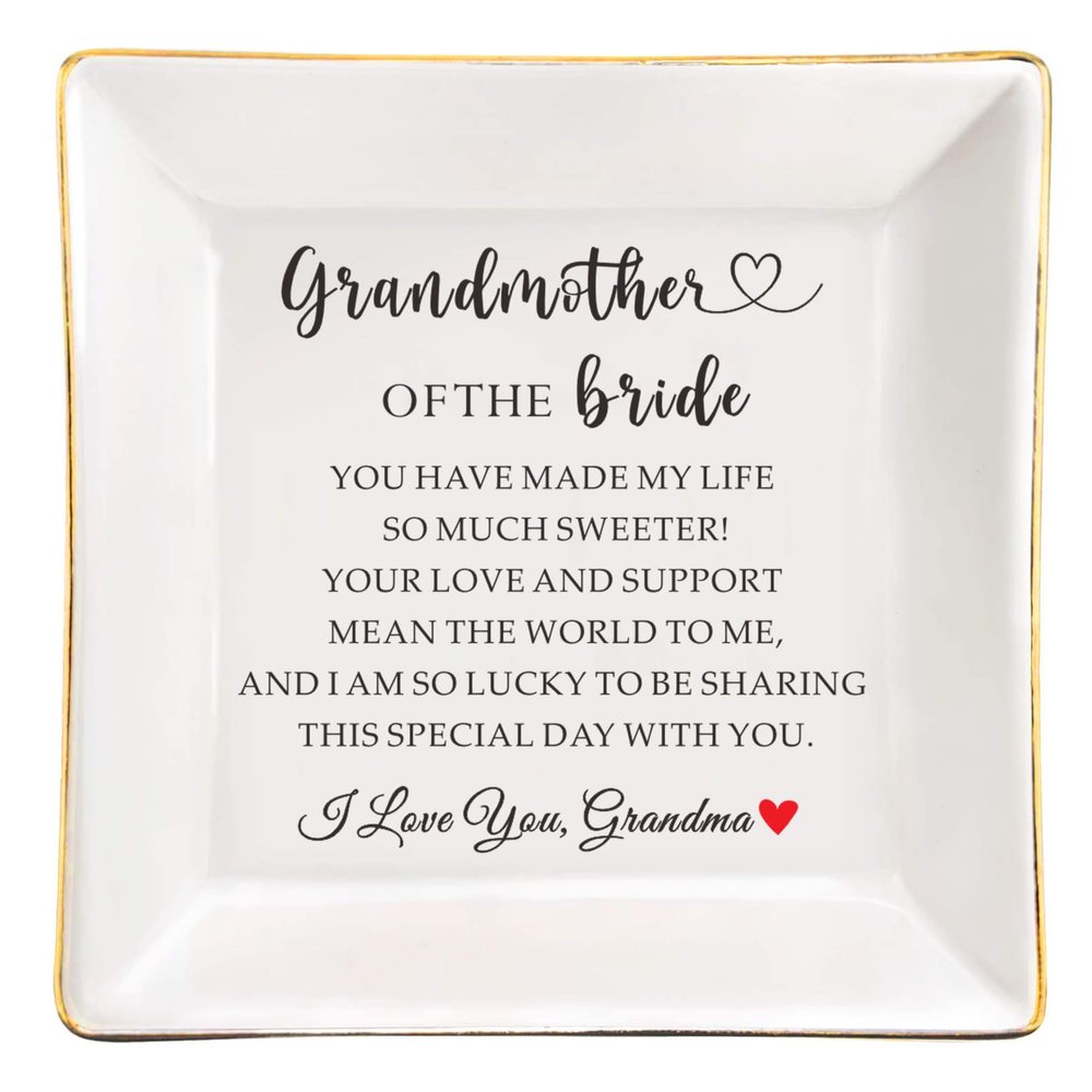 JOYKWE Wedding Gift for Grandmother of The Bride, Grandmother Wedding Gift from Granddaughter, Ceramic Jewelry Dish Gift for Grandma, Nana on The Wedding Day, Wedding Dinner Gift for Grandmother