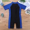 Alvivi Kids Baby Boy Girls Short Sleeve Shorty Swimming Suit UV Sun Protective Zipper One Piece Swimsuit Blue&Black A 14 Years view 4