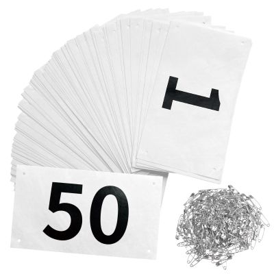 JEELAD Race Bibs 4" x 7" Running Bids Racing Numbers with Safety Pins Tyvek Tearproof Waterproof Number Cards 1-200 for Marathon Runners Sports Races Competition Events