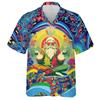 Men's Santa Claus Hawaiian Shirts - Psychedelic Style Button Down Man Women Hawaiian Shirt Set 36 Size XL view 1