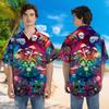 Men's Trippy Skull Hawaiian Shirts - Psychedelic Mushrooms Button Down Man Women Hawaiian Shirt Set 36 Size XL view 2