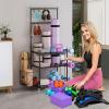 Home Gym Storage Rack and Yoga Mat Holder, Home Gym Storage Rack for Organizing Kettlebells Dumbbells Foam Roller, Fitness and Accessory Equipment Organizer with Utility Hooks view 4