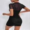 SLPB Women's Dresses Contrast Mesh Bodycon Dress Dress for Women (Color : Black, Size : XX-Small) view 2