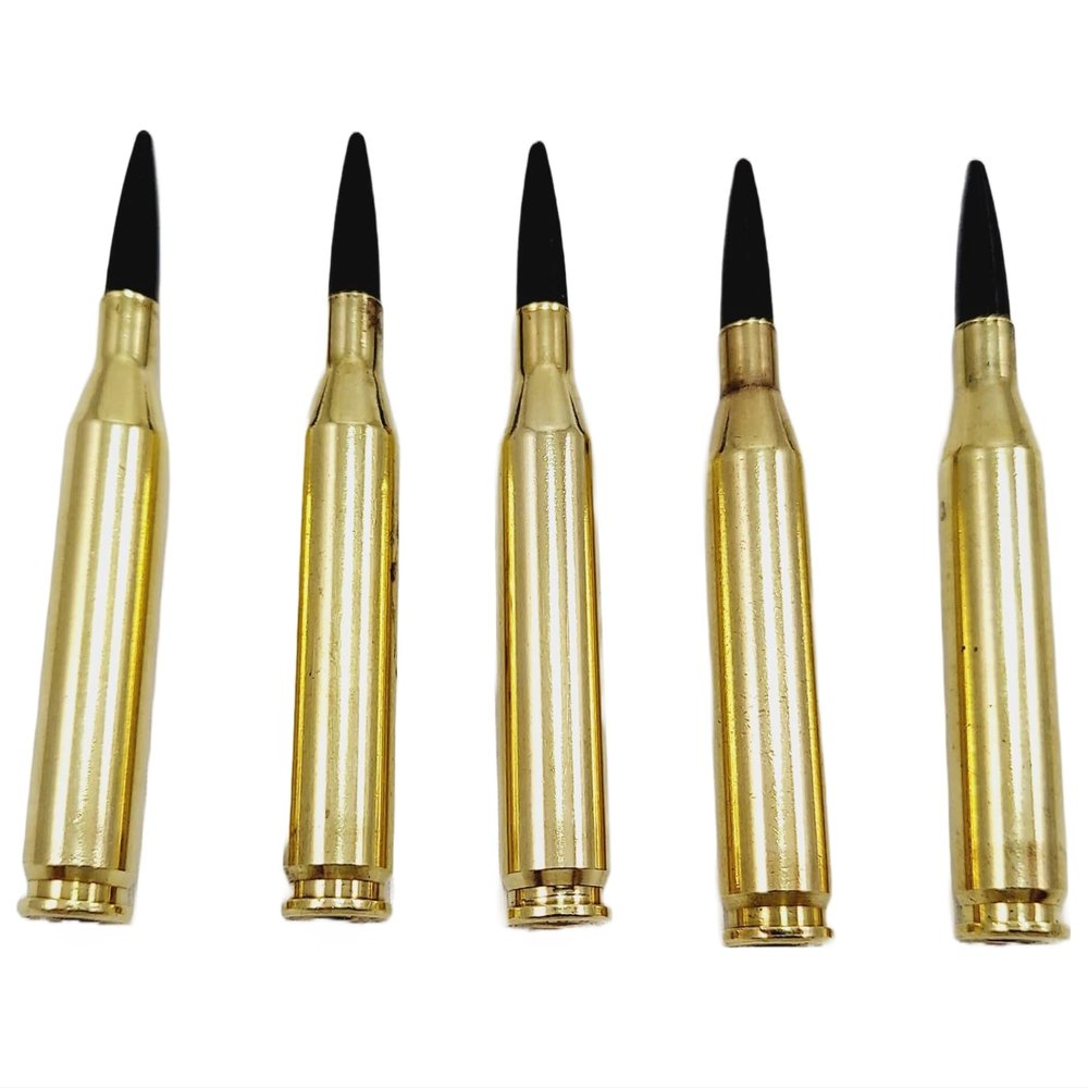 243 Winchester Snap caps - Dummy Training Rounds - Set of 5 (Black & Brass)