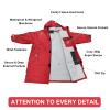 Akida kids Oversized Changing Robe/Swim Parka,Waterproof Surf Poncho Warm Coat Jacket,Quick Dry Wetsuit Changing Towel.Red/Gray,XS view 4