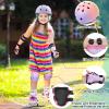 CELOID Kids Helmet Pad Set,Adjustable Kids Skateboard Bike Helmet Knee & Elbow Pads Wrist Guards 8-10-16 Years Youth Protective Gear Set for Girls Boys Bicycle Bike Roller Scooter Sport,Pink Violet view 4