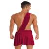Freebily Men Toga Greek Costume Adult Party Toga Caesar Roman Costume One Shoulder Strap Suspender Ruffle Skirt Burgundy 3X-Large view 4