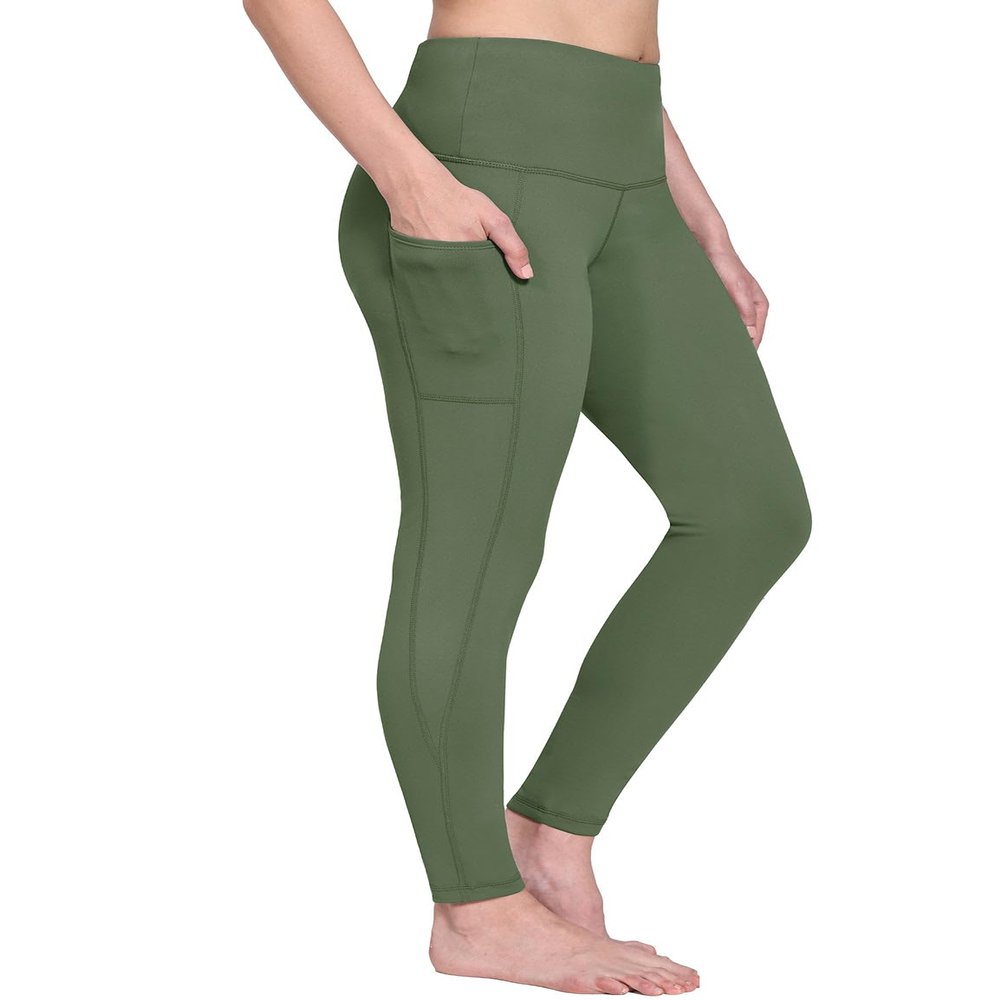 baleaf Fleece Lined Leggings Women Snow Waterproof Pants Thermal Warm Winter Yoga Cold Weather Gear with Pockets Army Green XXXL