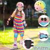 CELOID Kids Helmet Pad Set,Adjustable Kids Skateboard Bike Helmet Knee & Elbow Pads Wrist Guards 9-10-16 Years Youth Protective Gear Set for Girls Boys Bicycle Bike Roller Scooter Sport,Pink Blue view 4