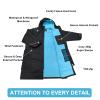 Akida kids Oversized Changing Robe/Swim Parka,Waterproof Surf Poncho Warm Coat Jacket,Quick Dry Wetsuit Changing Towel.Black/Blue,XXS view 3