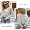 ebossy Women's Vintage Ripped Distressed Smile Face Floral Graphic Aesthetic Cable Knit Sweater Pullovers (S, Grey-1) view 3