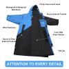 Akida Kids Oversized Changing Robe/Swim Parka,Waterproof Surf Poncho Warm Coat Jacket,Quick Dry Wetsuit Changing Towel.(Blue Black/Black,XS) view 4
