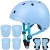 CELOID Kids Helmet Pad Set,Adjustable Kids Skateboard Bike Helmet Knee & Elbow Pads Wrist Guards 5-8 Years Kid Protective Gear Set for Girls Boys Bicycle Bike Roller Skating Scooter Sport,SkyBlue view 1