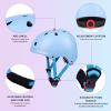 CELOID Kids Helmet Pad Set,Adjustable Kids Skateboard Bike Helmet Knee & Elbow Pads Wrist Guards 5-8 Years Kid Protective Gear Set for Girls Boys Bicycle Bike Roller Skating Scooter Sport,SkyBlue view 3