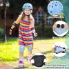 CELOID Kids Helmet Pad Set,Adjustable Kids Skateboard Bike Helmet Knee & Elbow Pads Wrist Guards 5-8 Years Kid Protective Gear Set for Girls Boys Bicycle Bike Roller Skating Scooter Sport,SkyBlue view 4