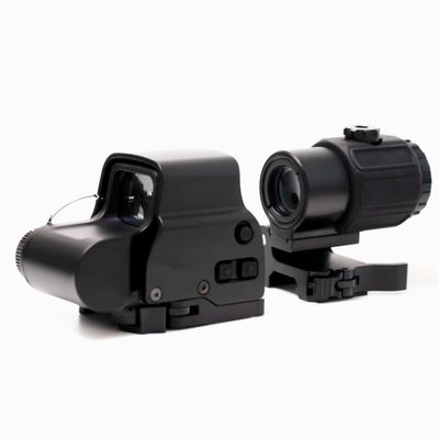 Bravary 558 G43 Holographic Sight with 3X Magnifier Combo, 10 Levels Brightness, Quick Release Base, Airsoft, Metal, Black, 3X Magnification, Wide Field of View