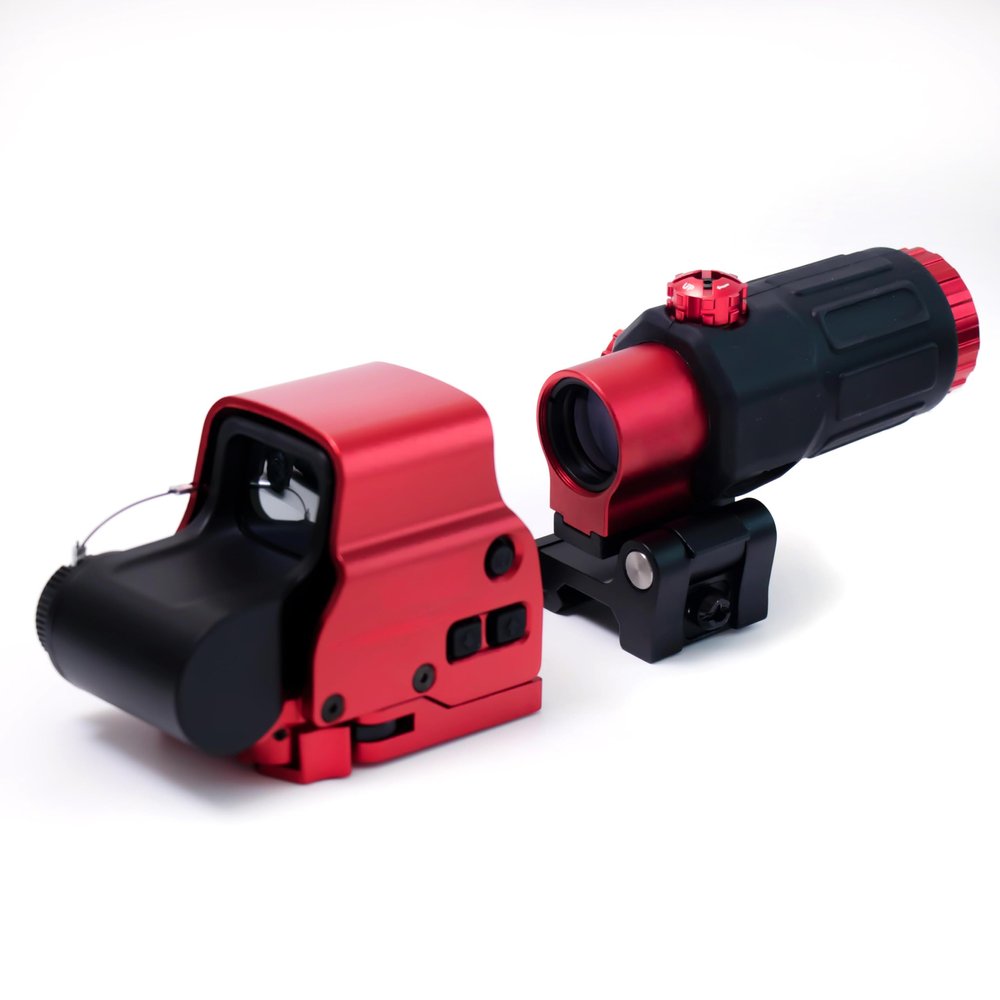Bravary 558 G33 Holographic Sight Magnifier Combo for Airsoft Red & Green Dot Holographic Reflex Sight Scope w/ G33 3X Magnifier Combo Built-in Flip QD Mount