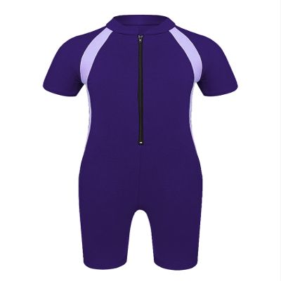 Alvivi Kids Girls Boys One Piece Zipper Rash Guard Swimsuit Anti-UV Tankini Sun Protection Wetsuit Bathing Suit Purple 8 Years