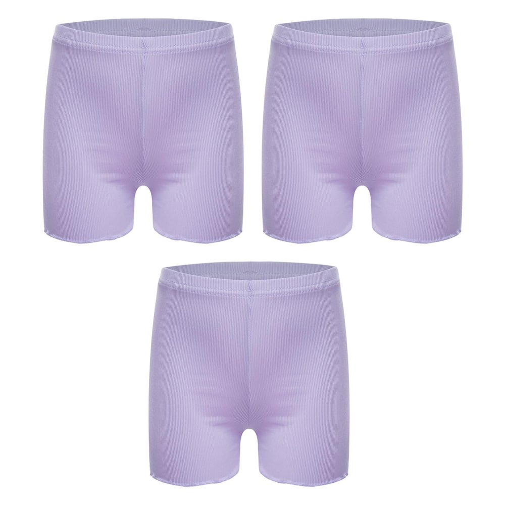 Lorilida 2 Pack Dancing Shorts Kids Girls Bike Shorts Breathable Cotton Under Dress Shorts for Toddler Baby Purple 5-6 Years