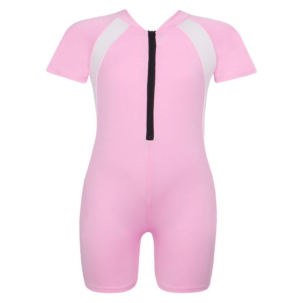 Alvivi Kids Girls Boys One Piece Zipper Rash Guard Swimsuit Anti-UV Tankini Sun Protection Wetsuit Bathing Suit Pink 10 Years