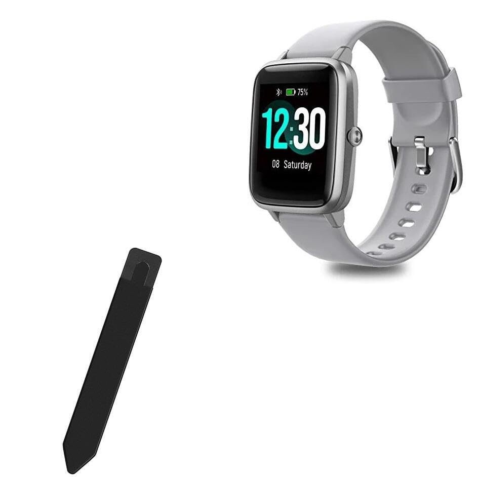 BoxWave Stylus Pouch Compatible with Fitpolo Fitness Tracker with Heart Rate Monitor ID205L (1.3 in) - Stylus PortaPouch, Pen Stylii Holder Carrier Portable Self-Adhesive - Jet Black