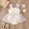 Baby Girl 1st Birthday Outfit Cake Smash Romper Dress Newborn Floral Lace Tulle Boho First Birthday Princess Tutu Dresses + Bowknot Headband Summer Clothes Apricot Floral 2PCS 3-6 Months view 2