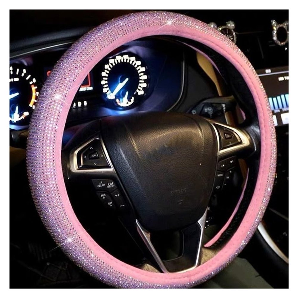 FUERU Car Steering Wheel Cover Set Car Steering Wheel Cover Fashion with Diamonds Ultra-Thin Comfortable Car Interior (Color : 4#)