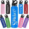 GIFTSDIY Custom Water Bottles Personalized with Straw Lid 24 Oz Engraved Sports Water Bottles with Name Logo Monogram for School Customized Stainless Steel Thermos Men Women Blue view 1
