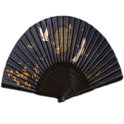JITEM Decorative Hand Fan Chinese Japanese Charming Elegant Vintage Style Gifts Black Portable Folding Fan Decor Hand Held Bamboo Folding Fan Cosplay Abanico Mano Plegable