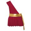 YiZYiF Men Gladiator Uniform Role Play Sexy Plaid One Shoulder Knight Warrior Skirt Suspender Outfit Burgundy Small view 4