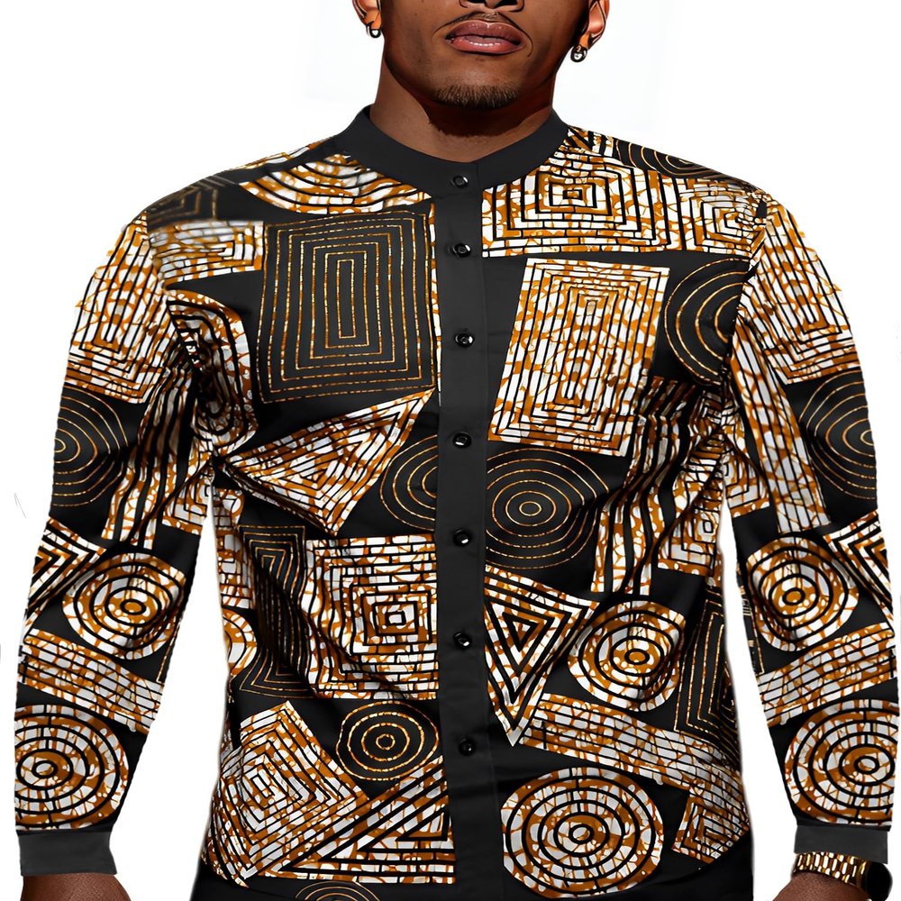 African Shirts African Shirt Printed Button up Shirts for Men African t Shirt Men's Long Sleeve Button Up Shirts Party Prom Wedding Shirt Vintage Button Up Long Sleeve Casual Dress Shirts